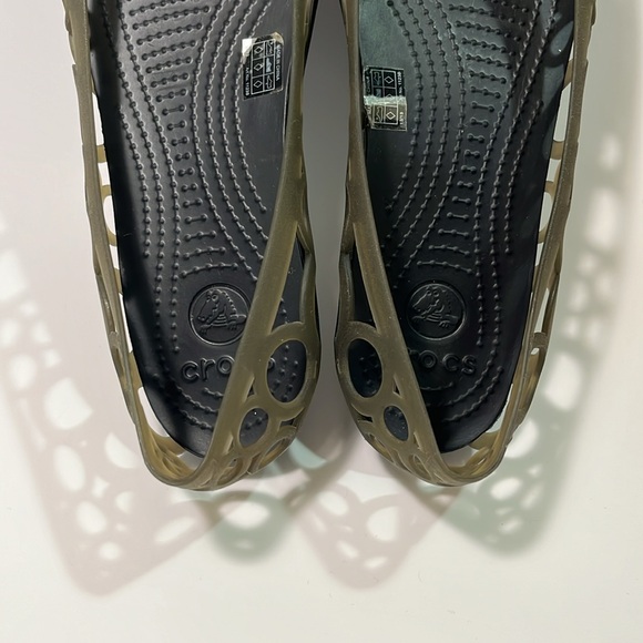 CROCS Adrina Ballet Open Toe Slip On Flats Gray Espresso Brown Size 10 - Picture 9 of 10